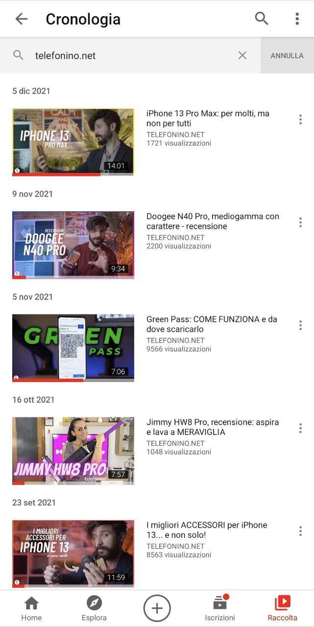 Youtube ricerca cronologia visualizzazioni