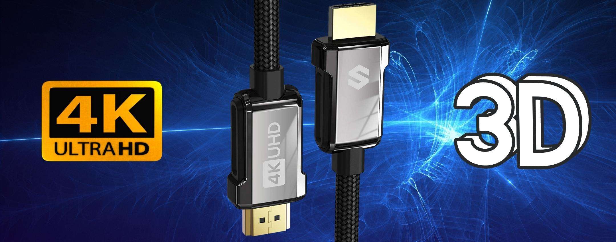 Cavo HDMI da 2 metri che supporta 4K e 3D a una manciata di euro Cavo HDMI da 2 metri che supporta 4K e 3D a una manciata di euro