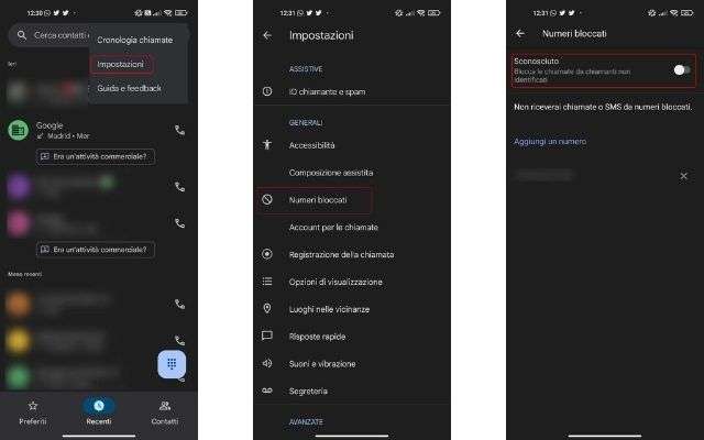 come bloccare numero android