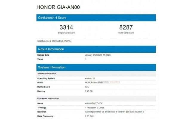 honor 60 se geekbench leak