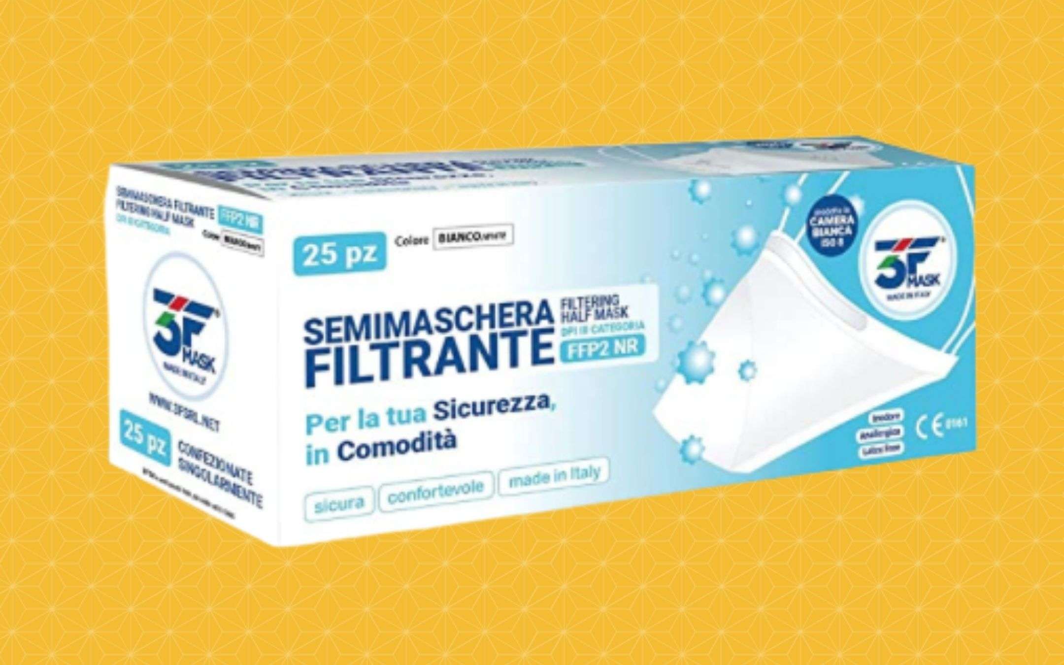 50 mascherine FFP2 made in Italy a 11€ su Amazon: 0,23€ l'una 50 mascherine FFP2 made in Italy a 11€ su Amazon: 0,23€ l'una