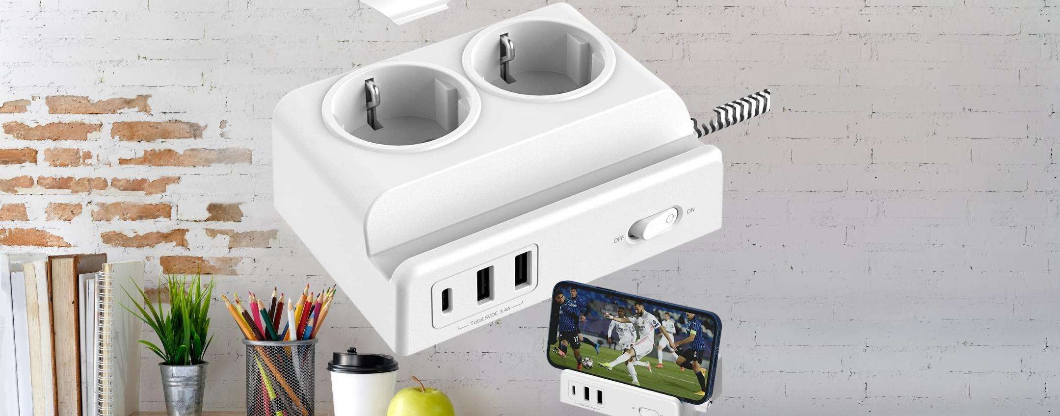 Multipresa o stand per smartphone? C'è del genio in questo prodotto Multipresa o stand per smartphone? C'è del genio in questo prodotto