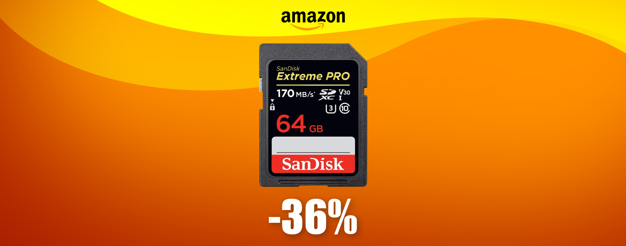 Scheda SD SanDisk da 64GB, compatta e SUPER VELOCE: bastano 22€