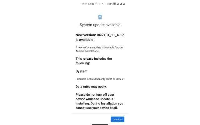 oneplus nord 2 patch sicurezza febbraio 2022