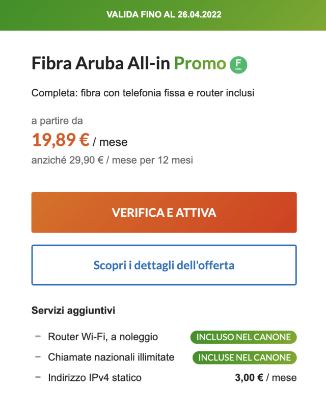 Aruba Fibra Allin Promo