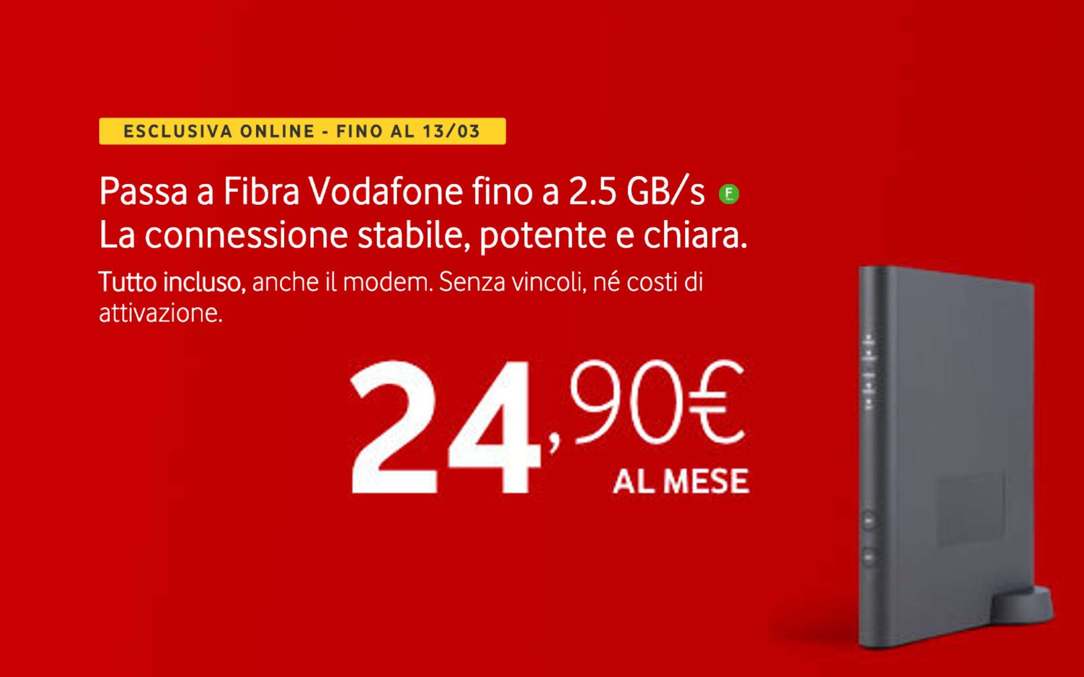Internet Unlimited: Fibra Vodafone da 24,90€