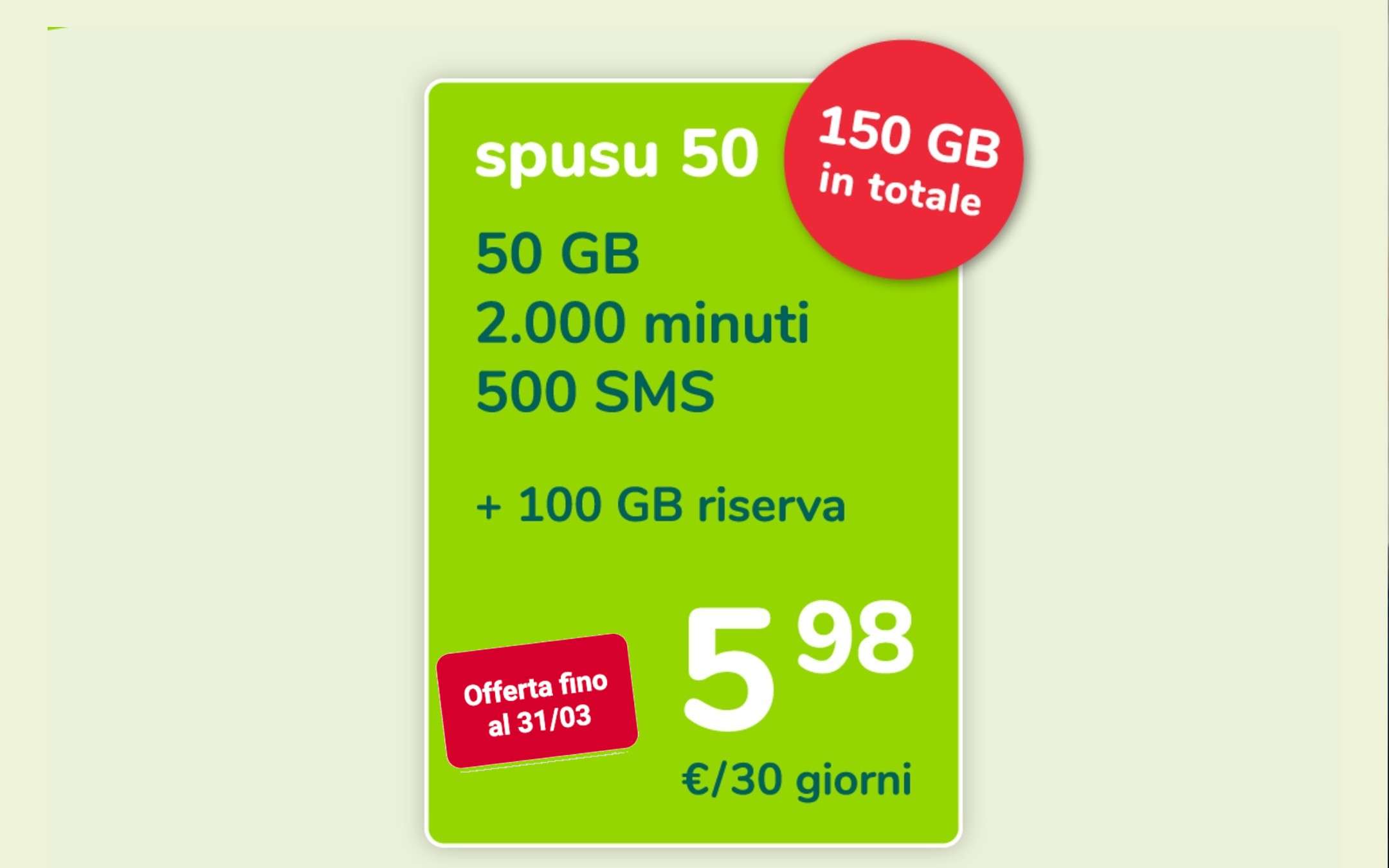 Spusu: proroga della PROMO a 5,98€ a fine Marzo