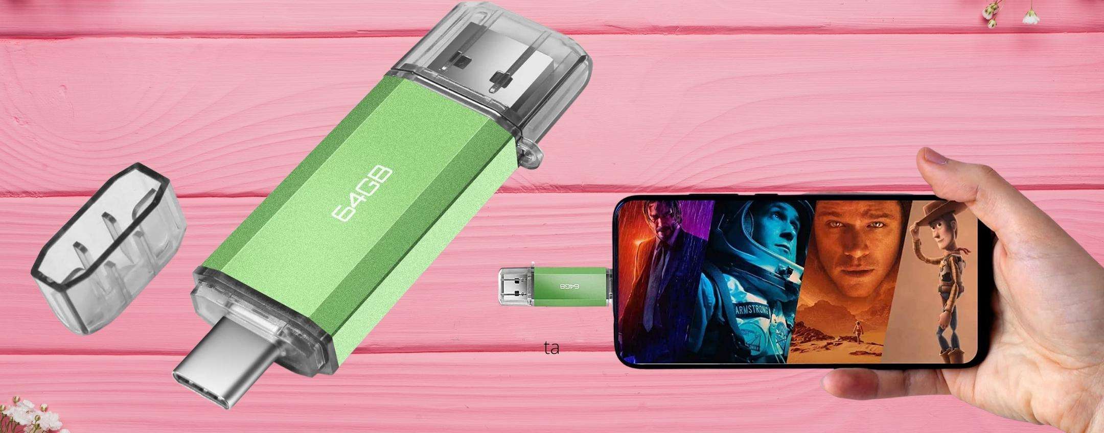 Chiavetta USB DOPPIA: fai spazio su smartphone e non solo con 6€ Chiavetta USB DOPPIA: fai spazio su smartphone e non solo con 6€