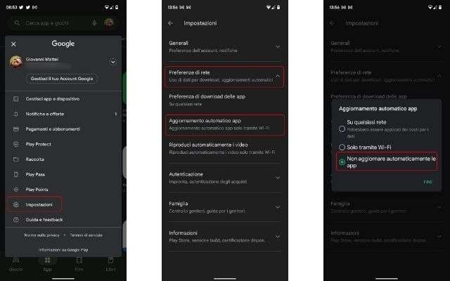 come bloccare aggiornamenti automatici app play store