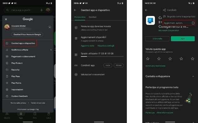 come bloccare aggiornamenti automatici app play store