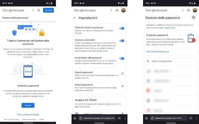 dove sono salvate password android