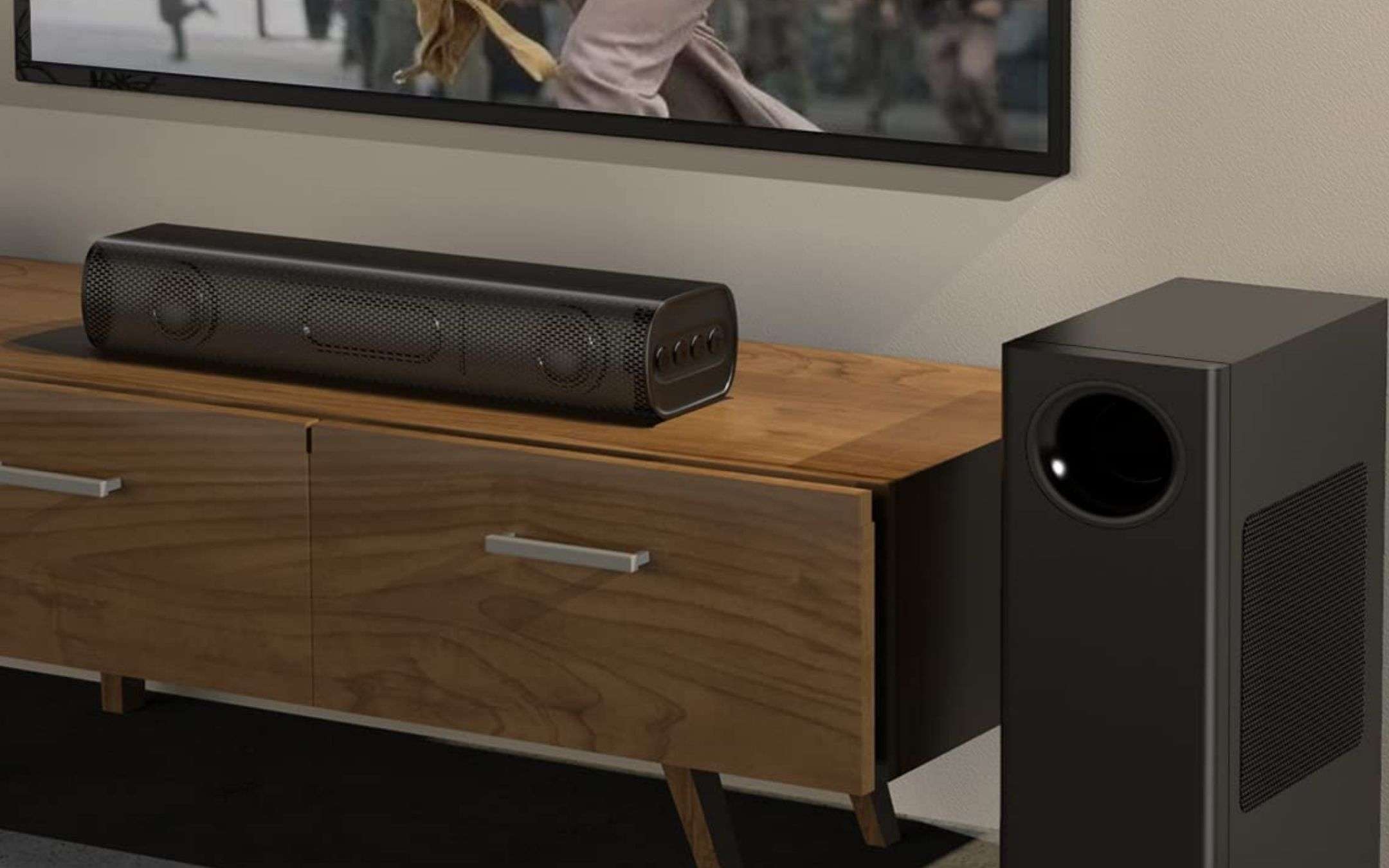 Assurda soundbar 120W con subwoofer wireless a 60€ (sconto 45%)