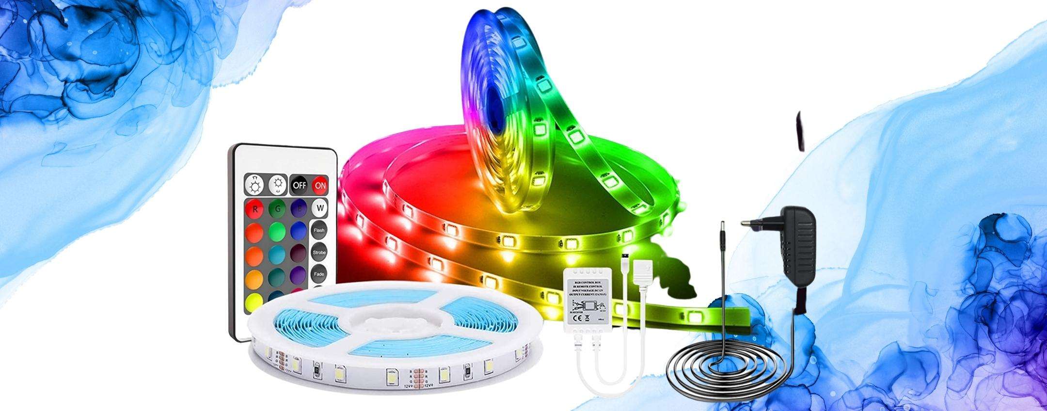 Striscia LED 5 metri, in un secondo cambi la casa spendendo il MINIMO Striscia LED 5 metri, in un secondo cambi la casa spendendo il MINIMO