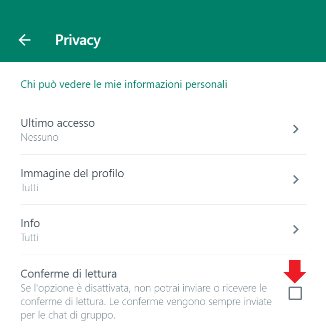 whatsapp conferma di lettura