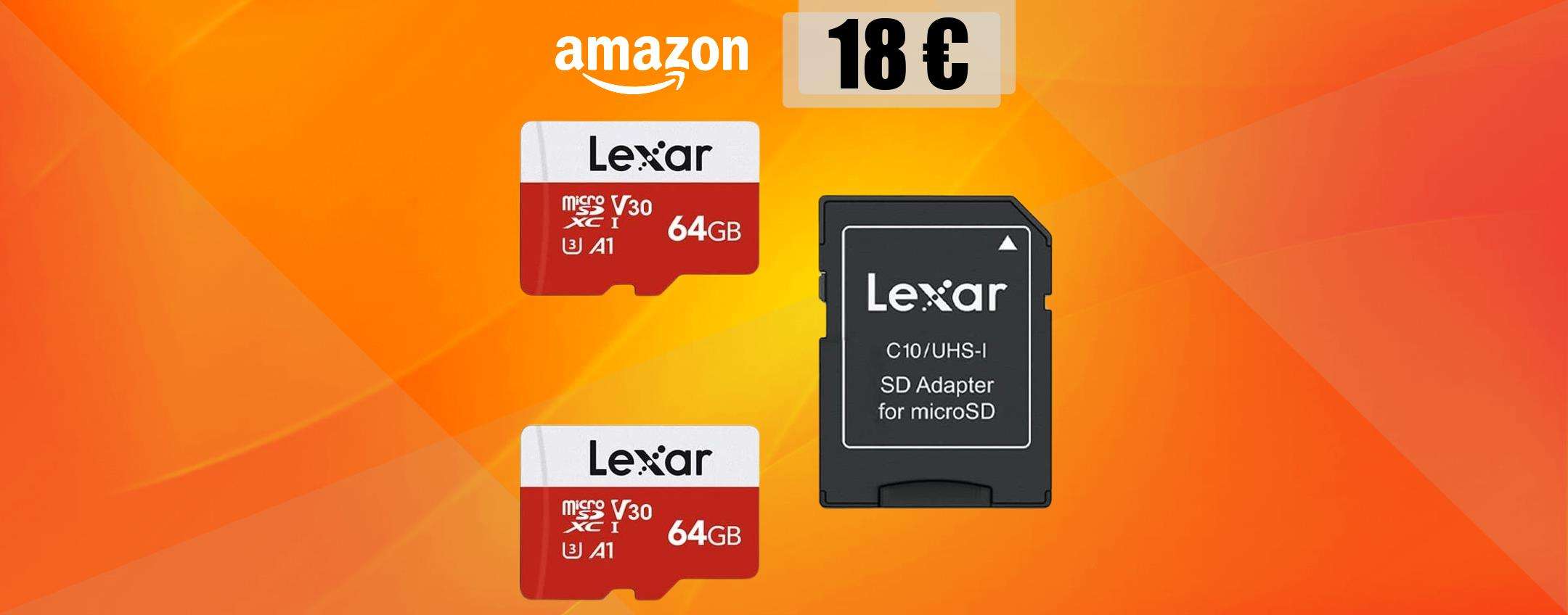 2 microSD 64GB con adattatore ad appena 18€: vera OCCASIONE 2 microSD 64GB con adattatore ad appena 18€: vera OCCASIONE
