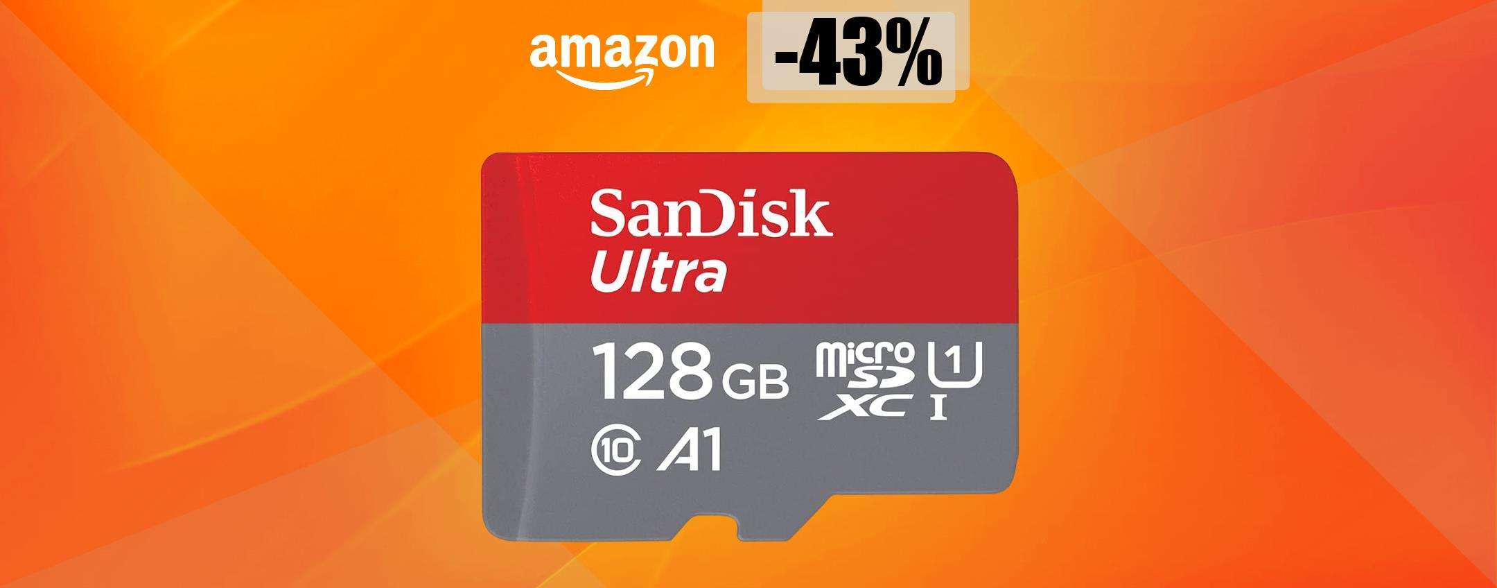 MicroSD SanDisk 128GB, VELOCISSIMA ed a prezzo irripetibile: solo 17€ MicroSD SanDisk 128GB, VELOCISSIMA ed a prezzo irripetibile: solo 17€