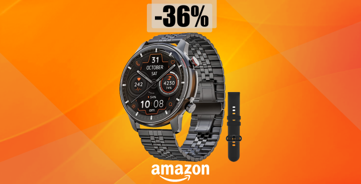 Smartwatch di LUSSO con 2 cinturini a 50€? FOLLIA su Amazon (-36%)