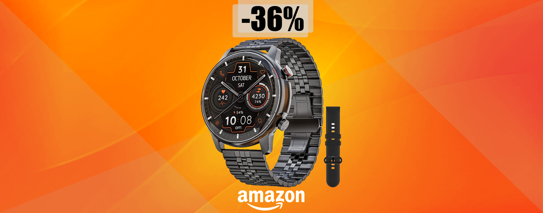 Smartwatch di LUSSO con 2 cinturini a 50€? FOLLIA su Amazon (-36%)