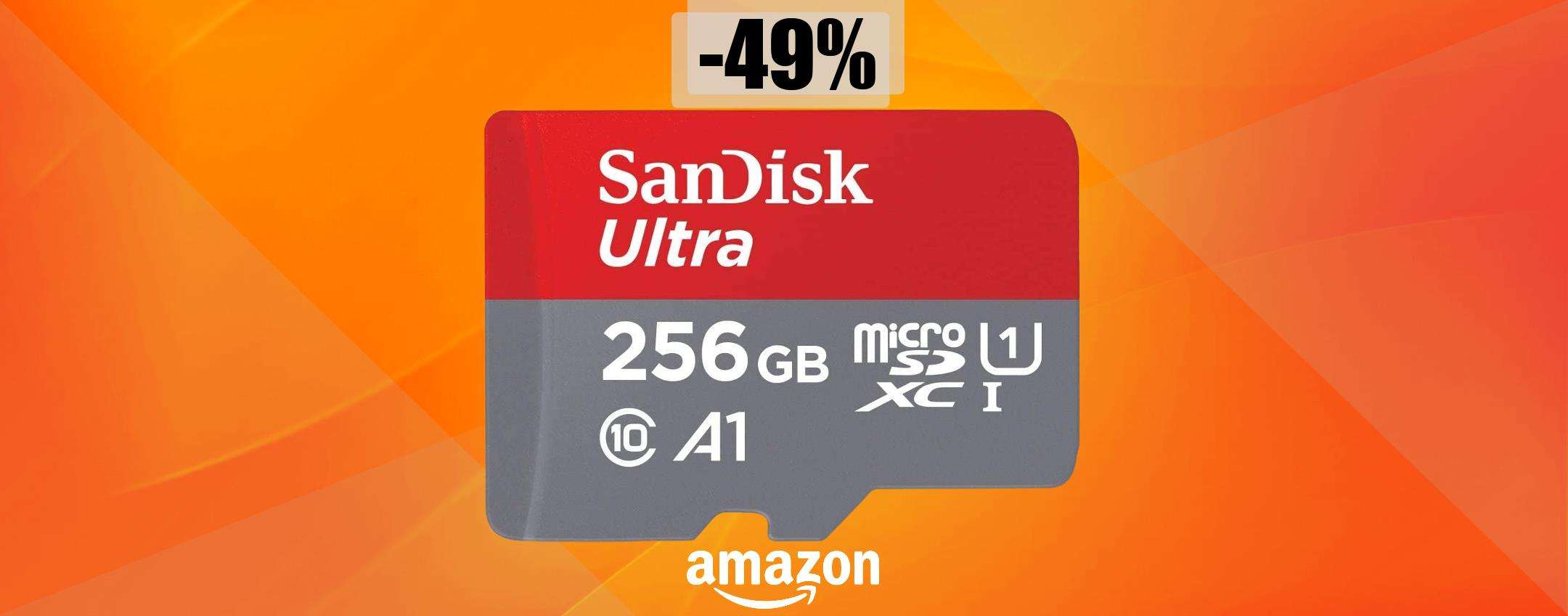 MicroSD SanDisk 256GB a quasi METÀ PREZZO: tua con soli 31€