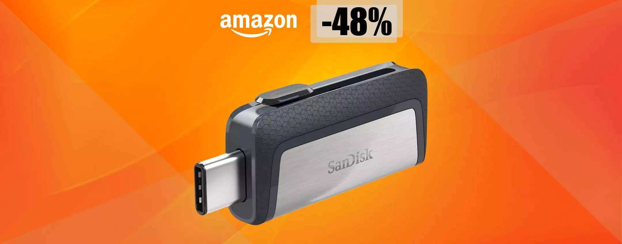 Chiavetta USB 32GB a doppia uscita, vera PAZZIA su Amazon: solo 12€