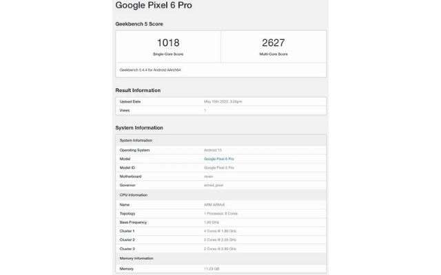 google pixel 6 pro geekbench