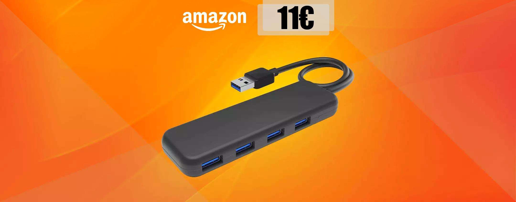 Hub a 4 porte USB, ci colleghi praticamente TUTTO e ti bastano 11€