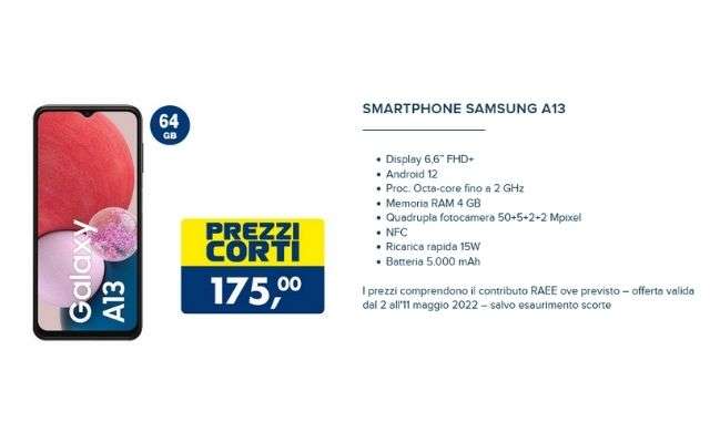 offerta tech esselunga samsung galaxy a13