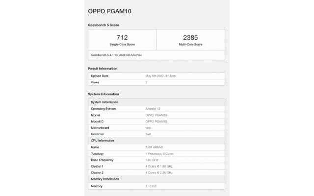 oppo reno8 geekbench