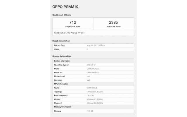 oppo reno8 geekbench