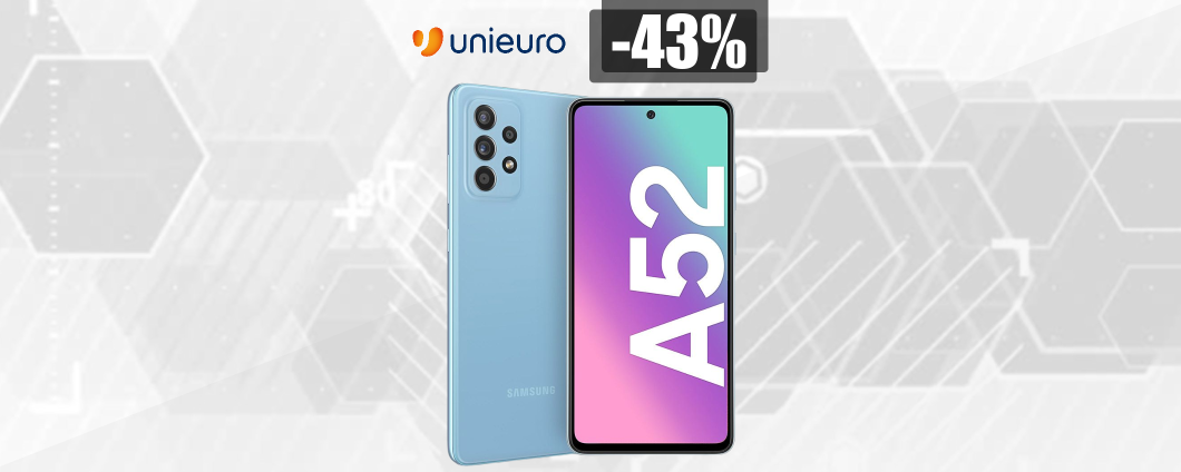 Samsung Galaxy A52, MINIMUM HISTORY on Unieuro: few units (€213)