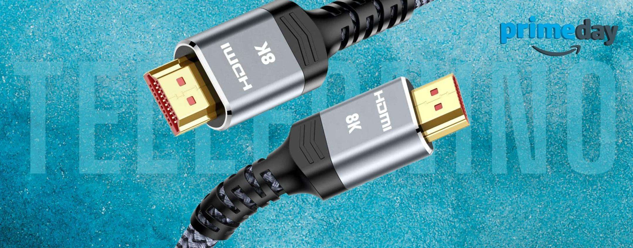 Prezzo in PICCHIATA per questo cavo HDMI 8K, 2 metri di comodità Prezzo in PICCHIATA per questo cavo HDMI 8K, 2 metri di comodità