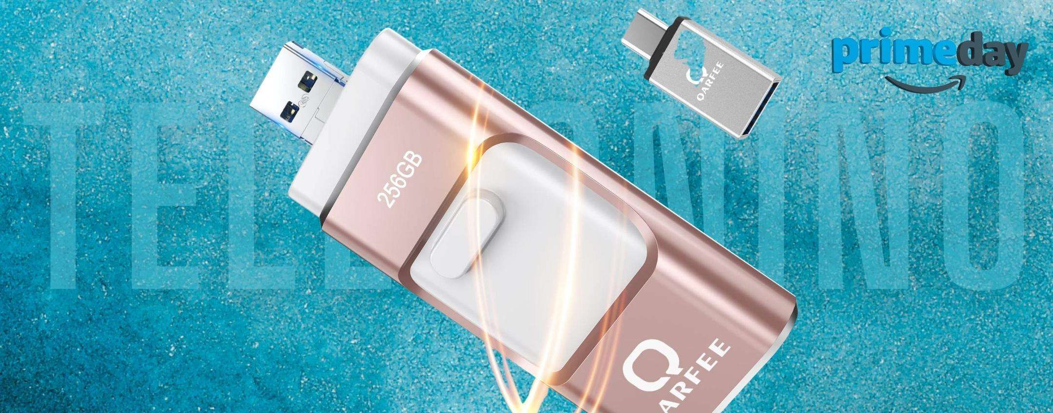 Chiavetta USB 4 in 1, PAUROSA quanto potente con 256GB di spazio Chiavetta USB 4 in 1, PAUROSA quanto potente con 256GB di spazio