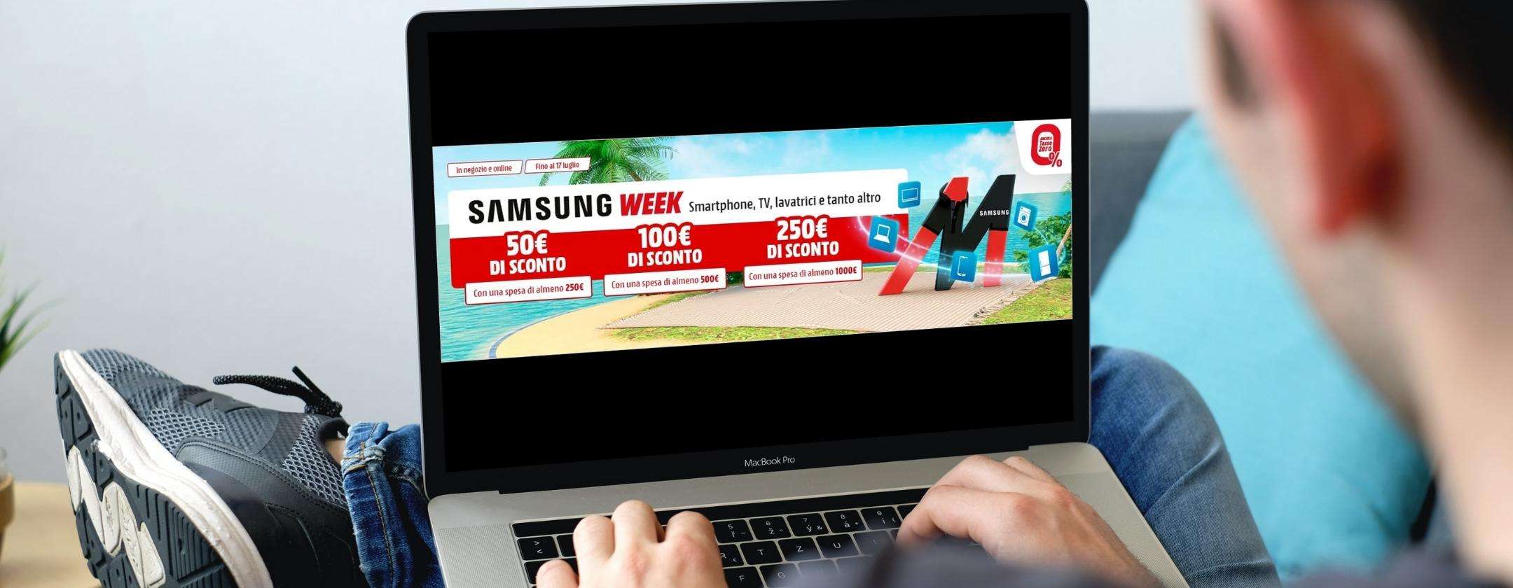 Volantino MediaWorld Samsung Week: sconti fino a 250€ Volantino MediaWorld Samsung Week: sconti fino a 250€