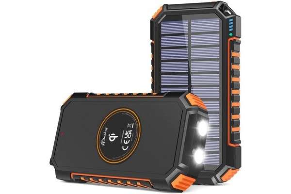 Hiluckey - Power Bank wireless a energia solare, 26800 mAh