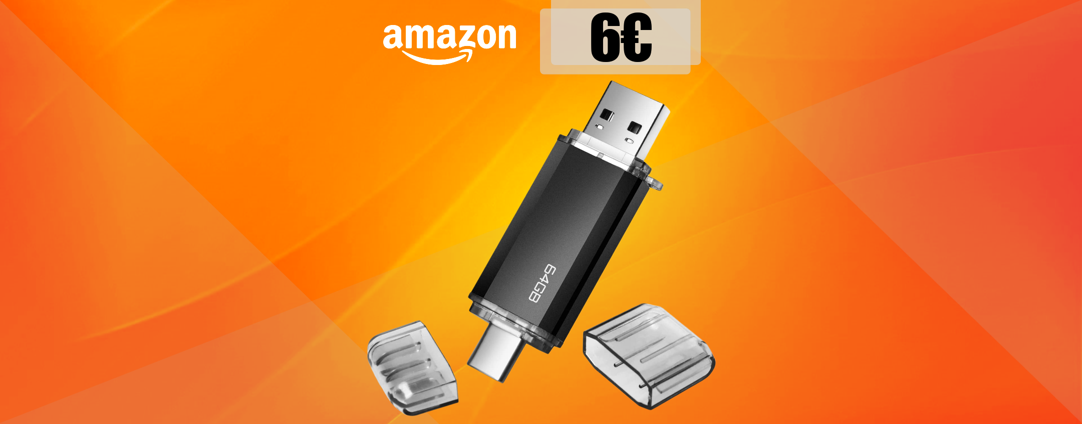 Chiavetta USB 64GB con 2 uscite, pratica e veloce: ti bastano 6€
