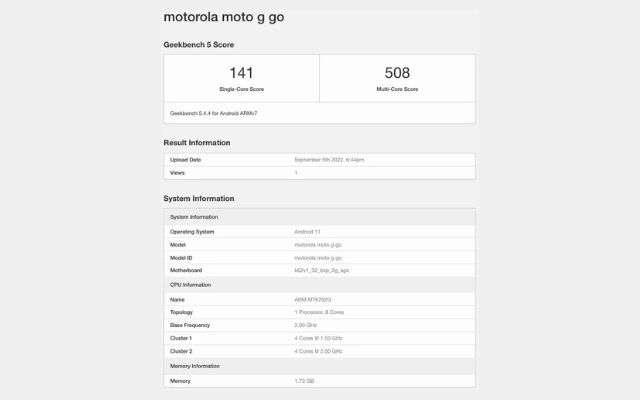 Motorola Moto G Go Geekbench