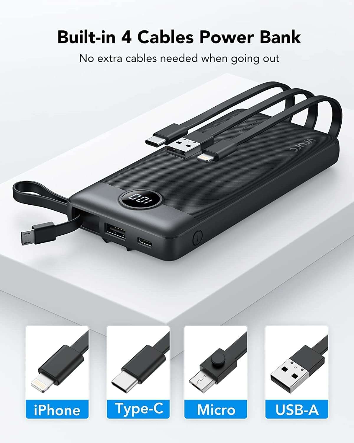 Power Bank 70000mAh Liahomco Con Ricarica Rapida 30W PD/QC3.0: 5 Uscite, Display LED, Per Viaggi E Campeggio