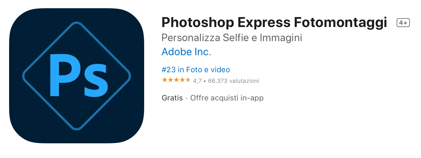 app per modificare foto gratis: Photoshop Express