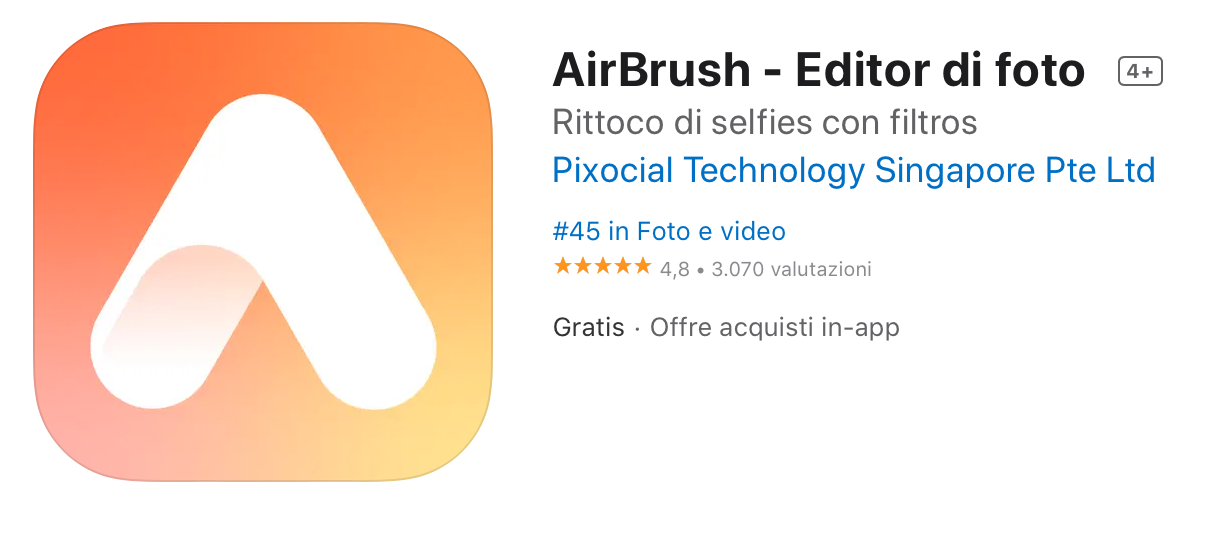 app per modificare foto gratis: AirBrush – Editor di foto