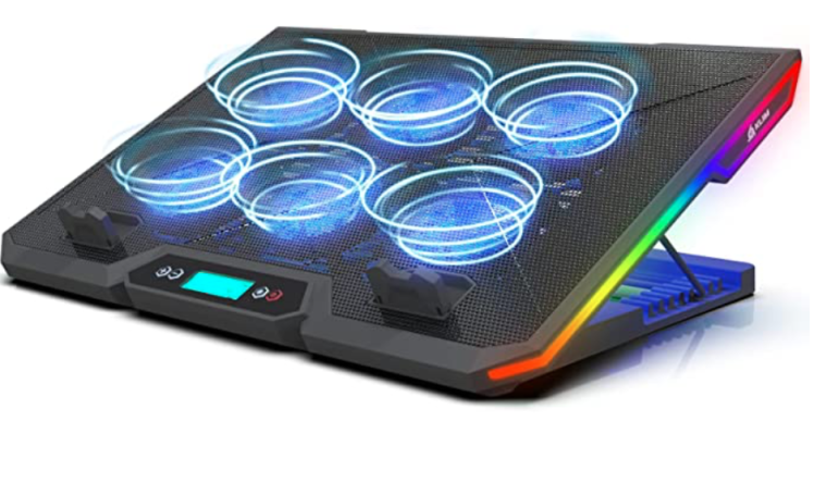 Base Raffreddamento Laptop Gaming RGB MOOJAY - 8 Ventole, 8 Altezze Regolabili, Con Supporto Telefono, Per PC 15.6-17.3 Pollici