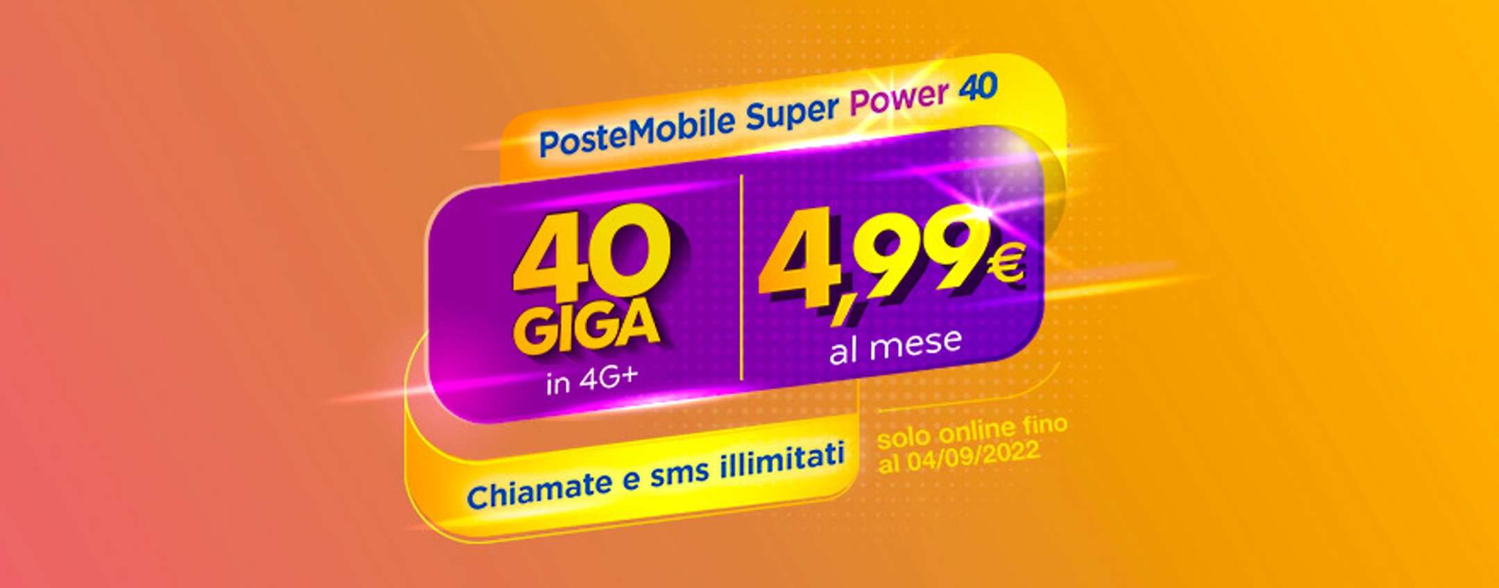 PosteMobile: PROMO Super Power 40 con 40GB a 4,99€