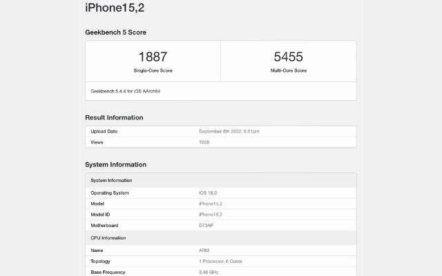 iPhone 14 Pro Geekbench