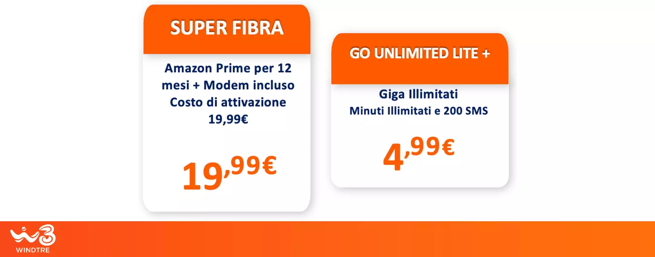 WINDTRE: Fisso + Mobile da 19,99€ con Prime GRATIS