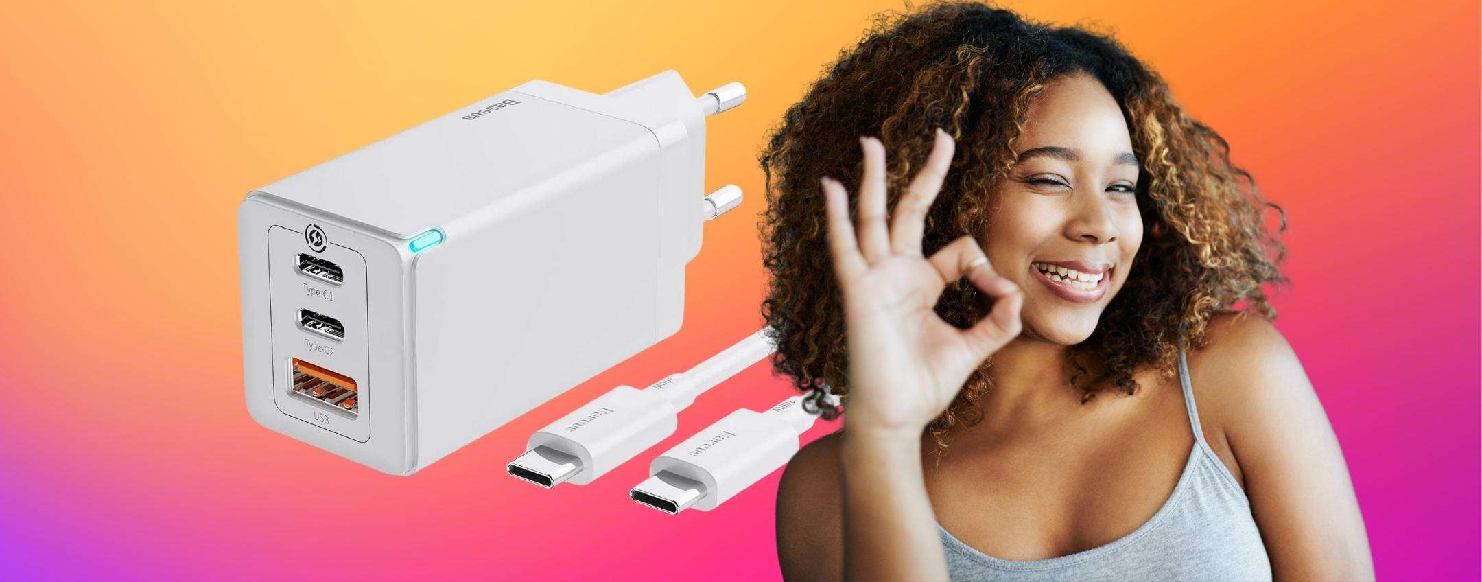 Convertitore Per Caricabatterie Per Laptop 65W Tipo USB C PD Cavo Di - Foto 9