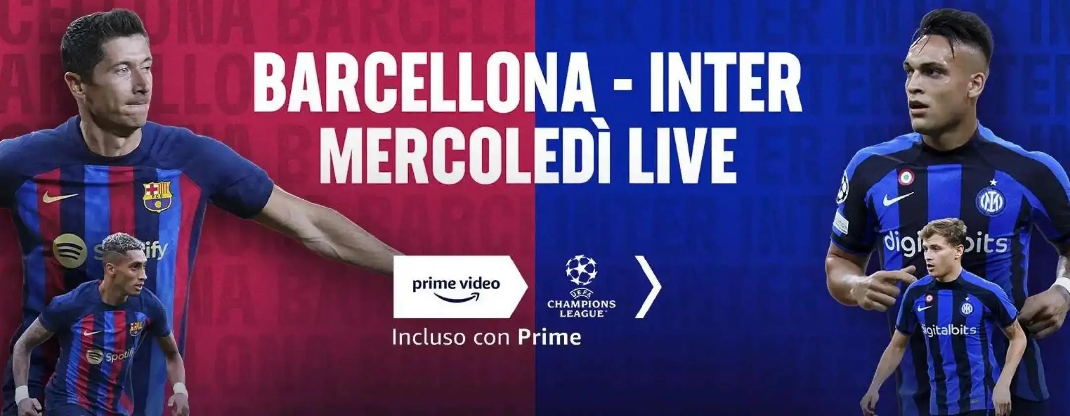 Come vedere Barcellona-Inter gratis su Prime Video