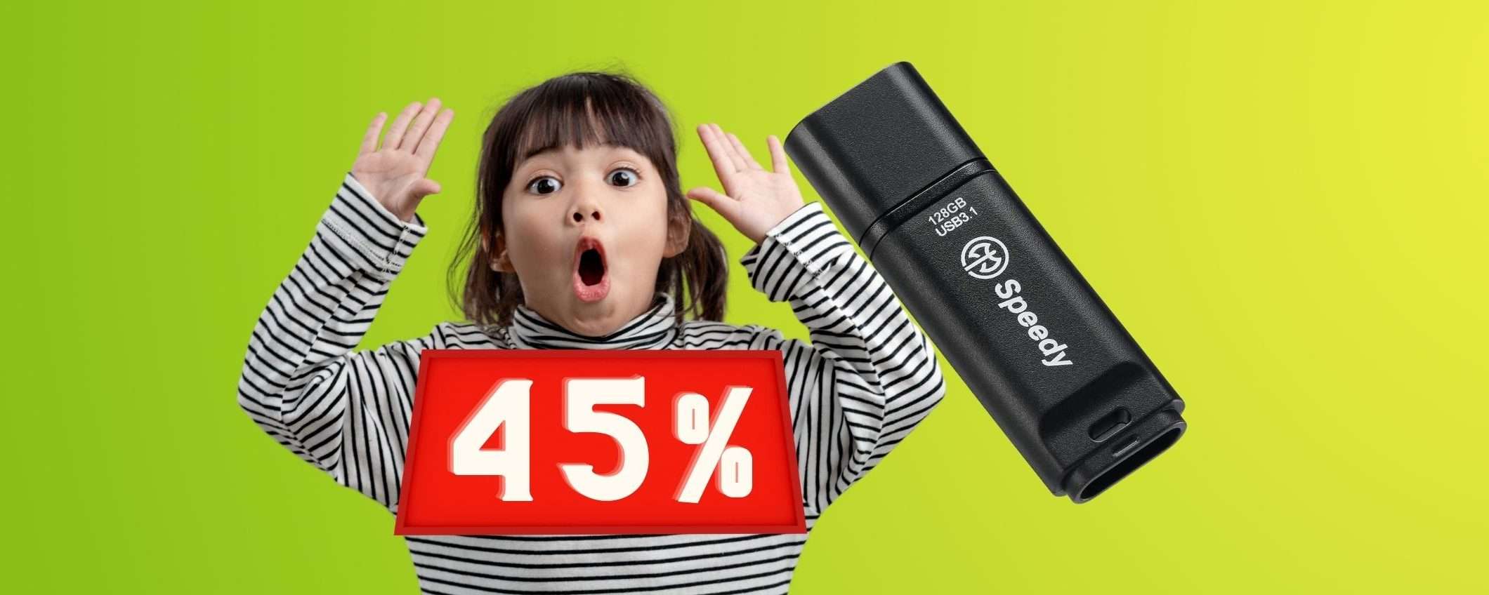 Chiavetta USB da 128GB SUPER VELOCE (400 MB/s) al 45% in meno Chiavetta USB da 128GB SUPER VELOCE (400 MB/s) al 45% in meno