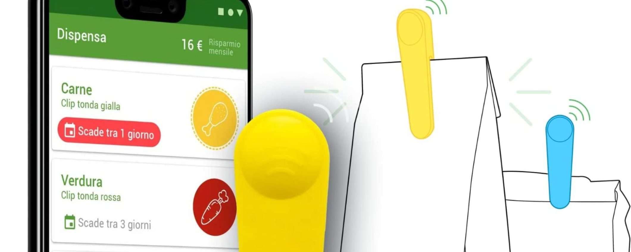 Basta cibi scaduti: la clip SMART ti ricorda le scadenze (4pz 14€) Basta cibi scaduti: la clip SMART ti ricorda le scadenze (4pz 14€)