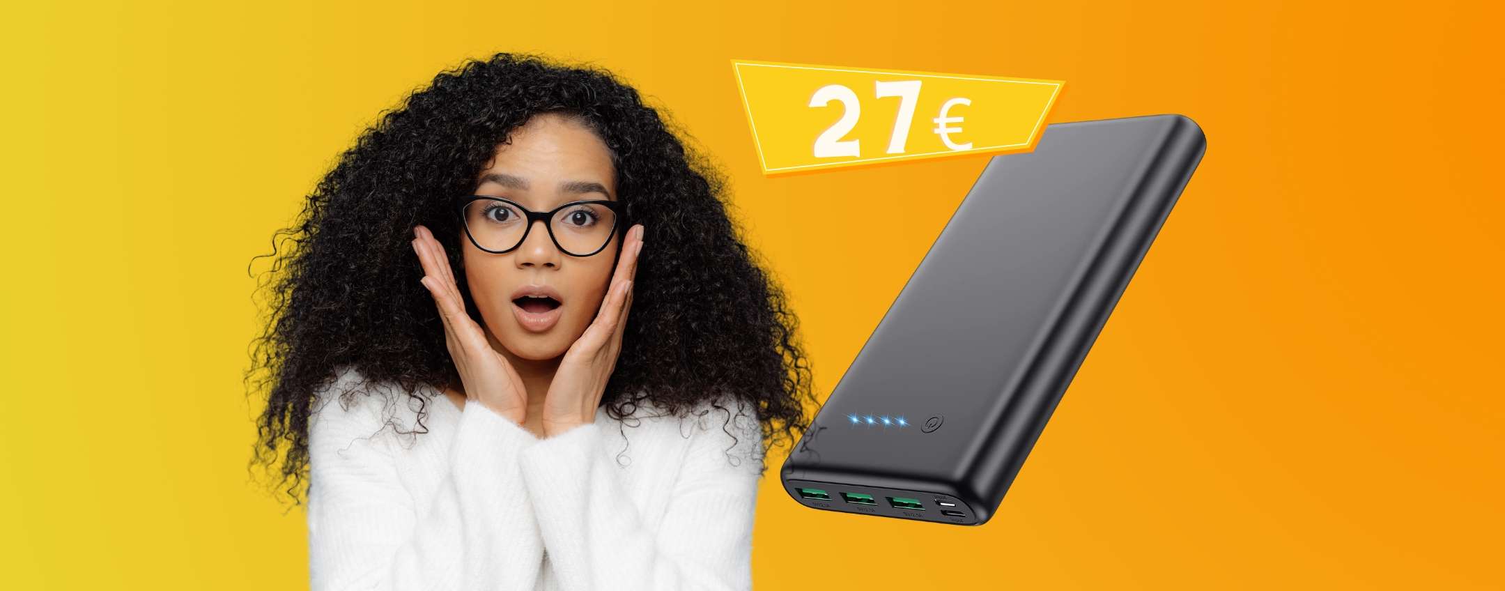 VRURC Power Bank 30000 mAh 22,5 W Power Bank USB C Ricarica rapida Batteria esterna per cellulare con 4 uscite e 3 ingressi, caricatore portatile compatibile con iPhone, Huawei, tablet, ecc (nero