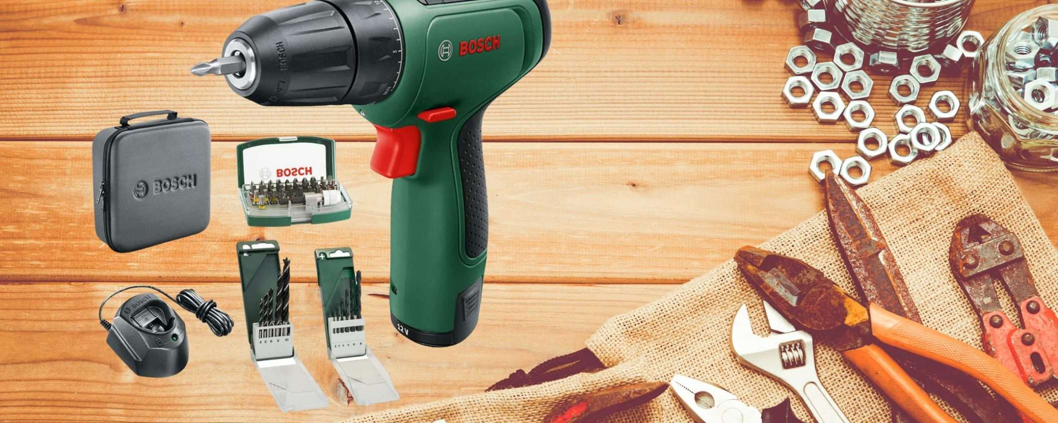 Bosch: trapano avvitatore con 46 accessori a prezzo BOMBA (59€)