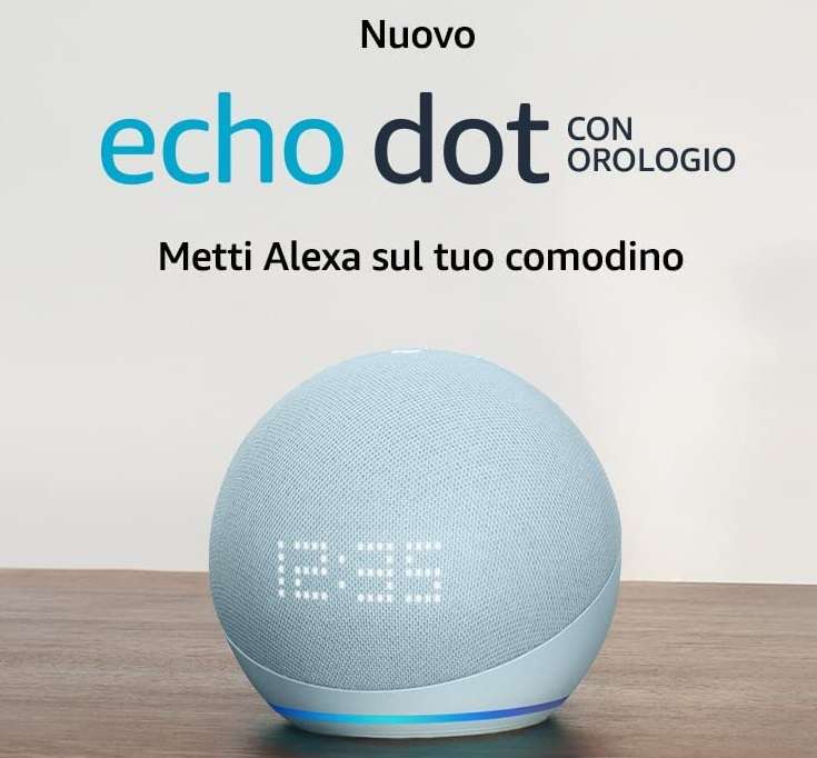 Echo Dot con orologio (5a) in offerta su Amazon: sconto goloso del 33% Echo Dot con orologio (5a) in offerta su Amazon: sconto goloso del 33%